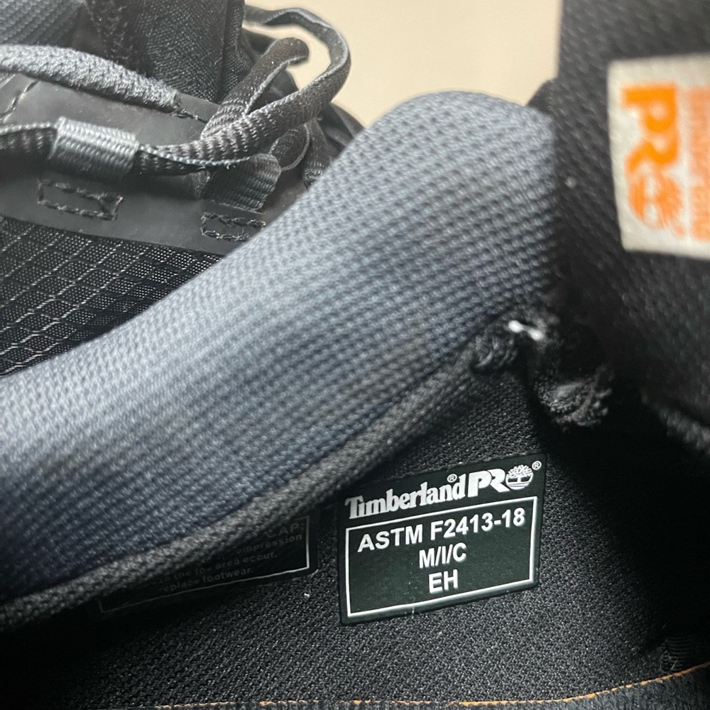 TimberlandPRO Black Safety Sneakers Green Tongue Tag Composite Toe ASTM-F2413-18 - Picture 5 of 12